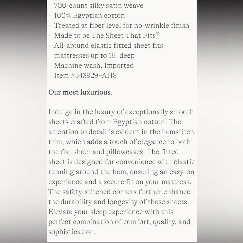 Land's End 700 Thread Count Egyptian Cotton Sheets Blue Pewter No Iron Cal King